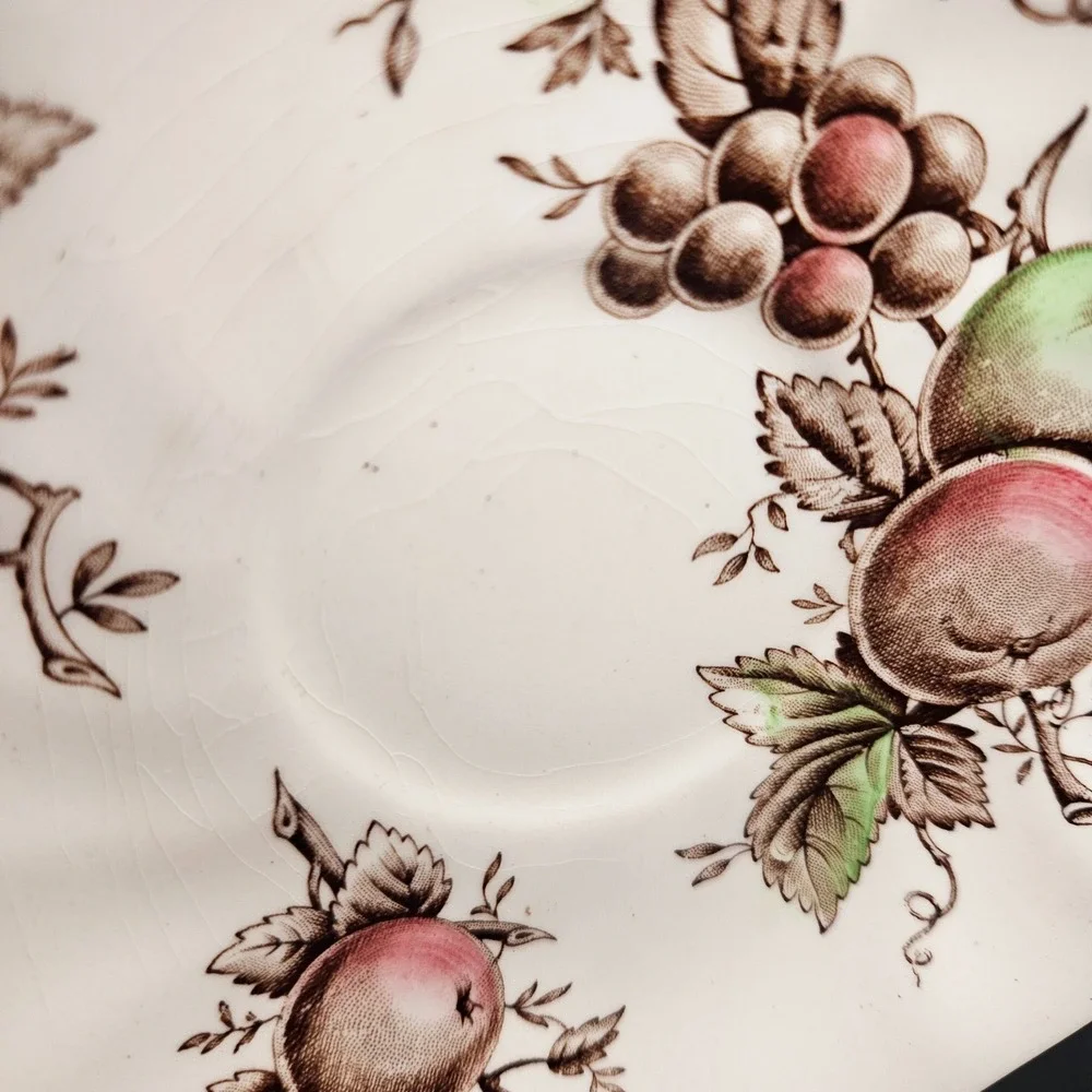 VTG Johnson Bros Harvest Time Tea Cup & Saucer Set England Brown Transferware